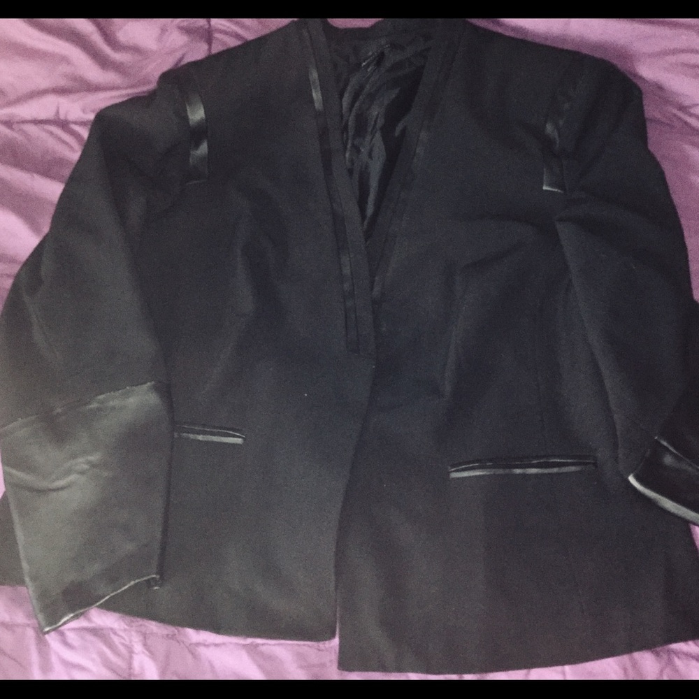 Ashley Stewart black open-front blazer